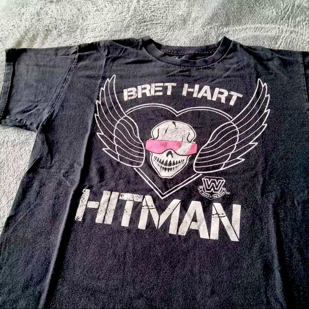 Classic Bret The Hitman Hart Skull T-shirt WWE Medium